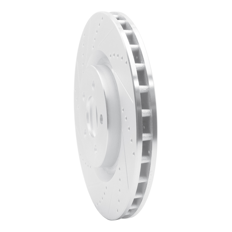 Ford Mustang Brake Rotor (1) - Front Left - R1 Concepts - Drilled & Slotted - Silver - `07-`14